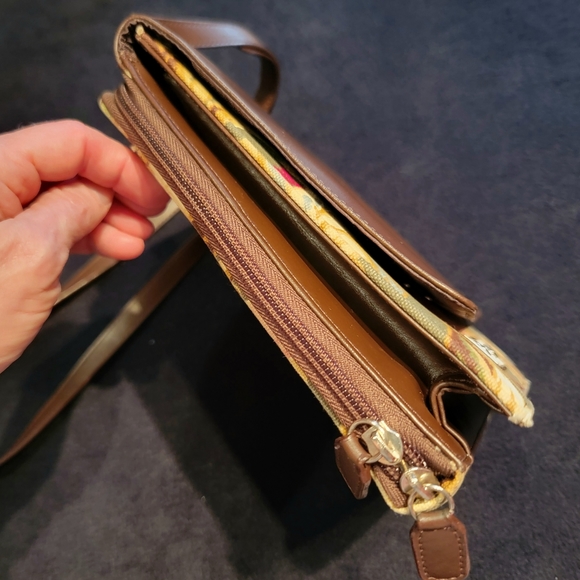 LONGABERGER ♡ Beautiful Vintage Multi Floral Brown Homestead Adj Crossbody Purse - Picture 12 of 17